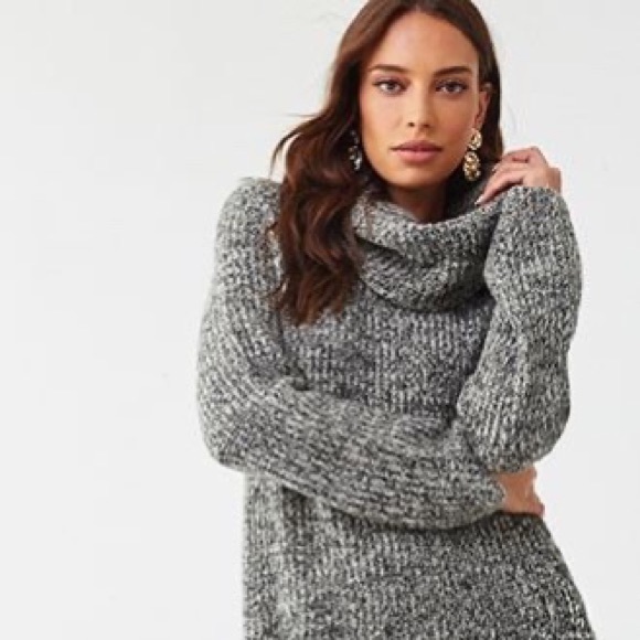 Speckled Cowlneck Long Knit Sweater - Picture 1 of 4
